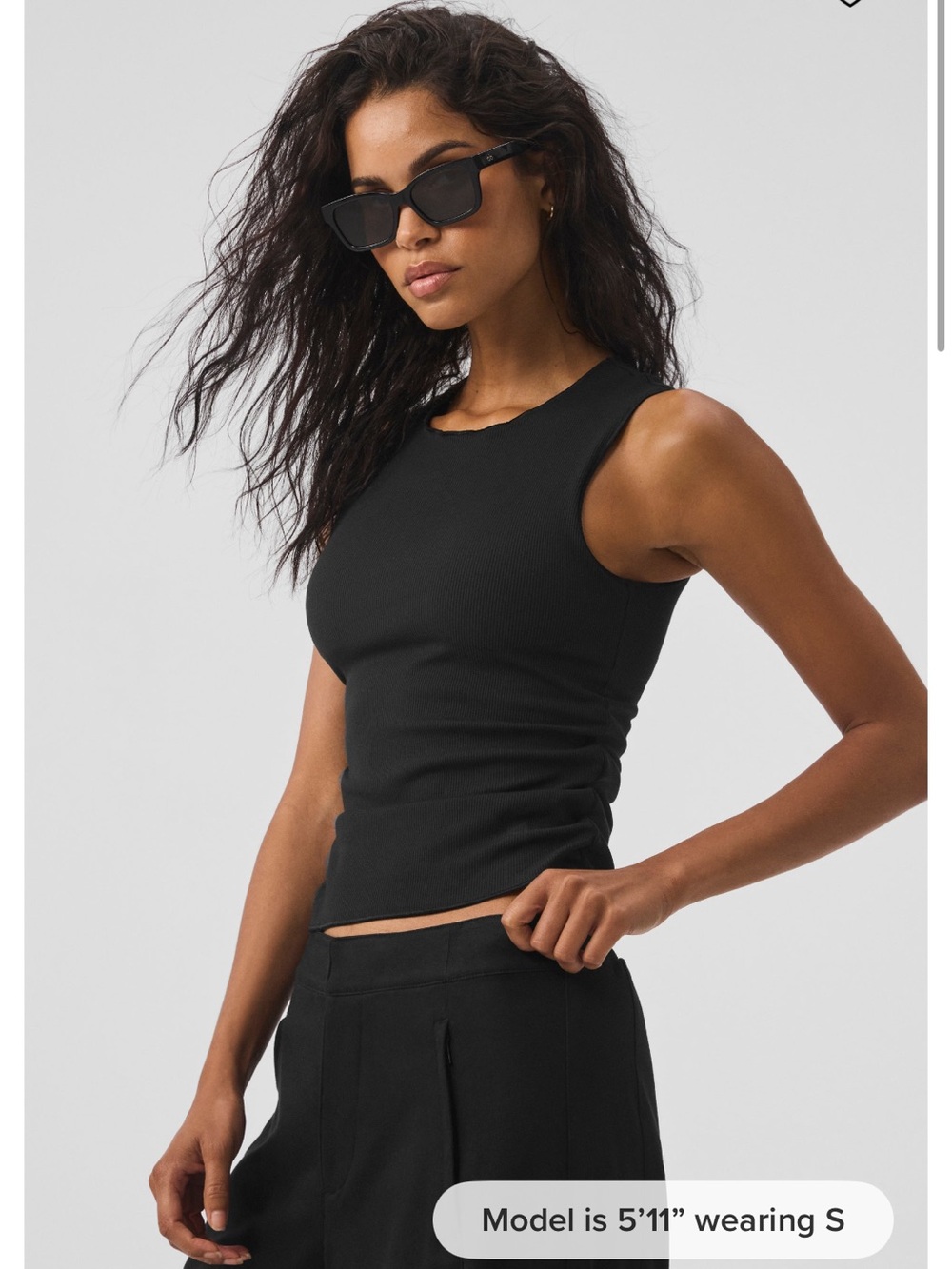 ALO Yoga Black Ribbed en Pointe Tank
